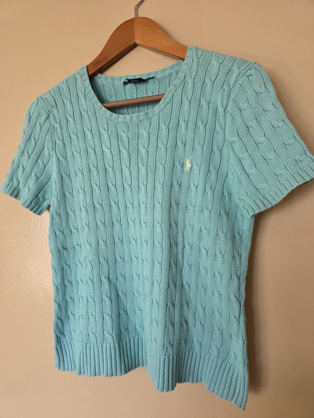 VTG 90s Ralph Lauren Sport Cable Knit Cotton Top XL Hong Kong Old Money Preppy